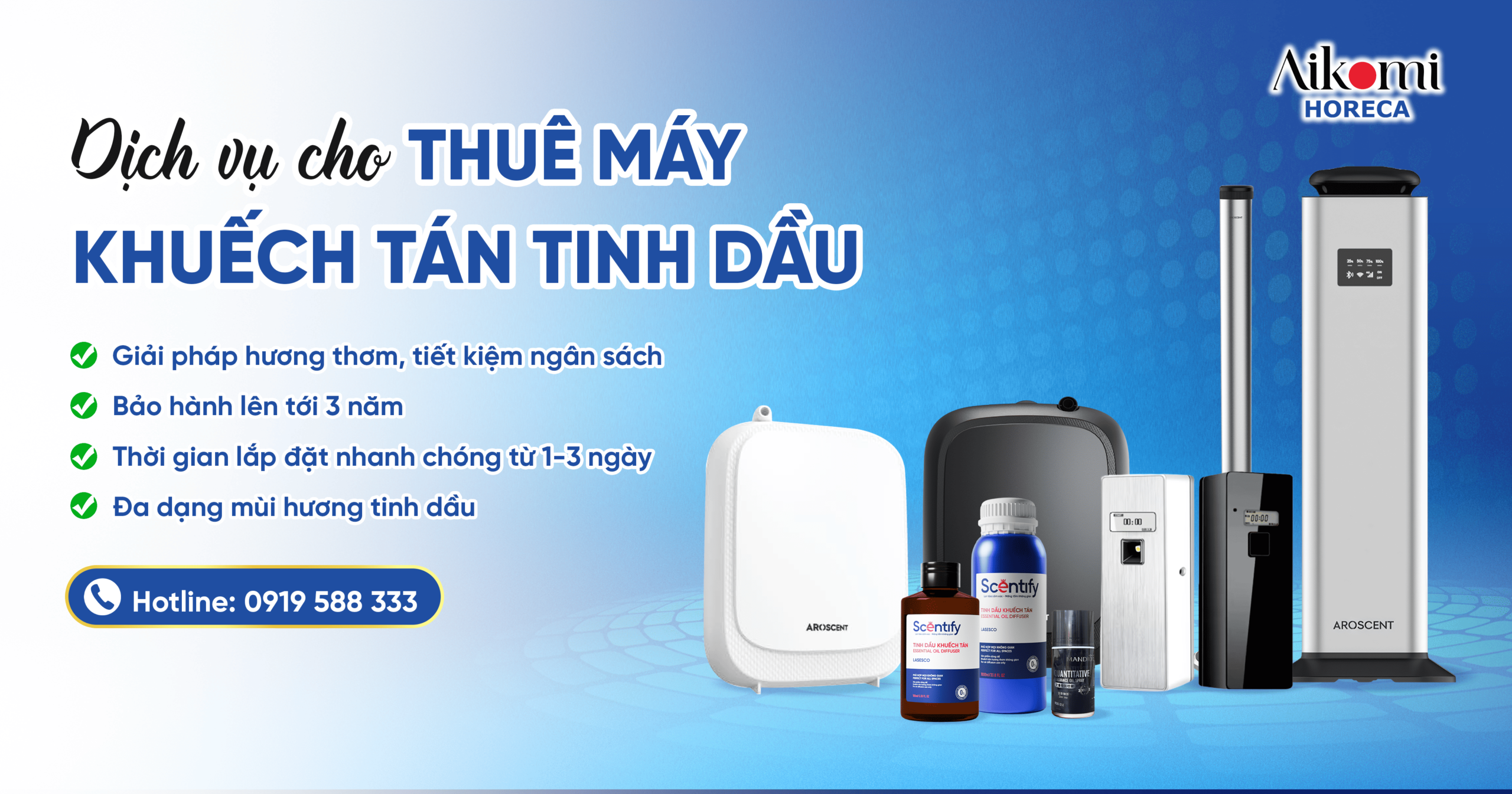 Aikomi Horeca cho thuê máy xông tinh dầu giá rẻ