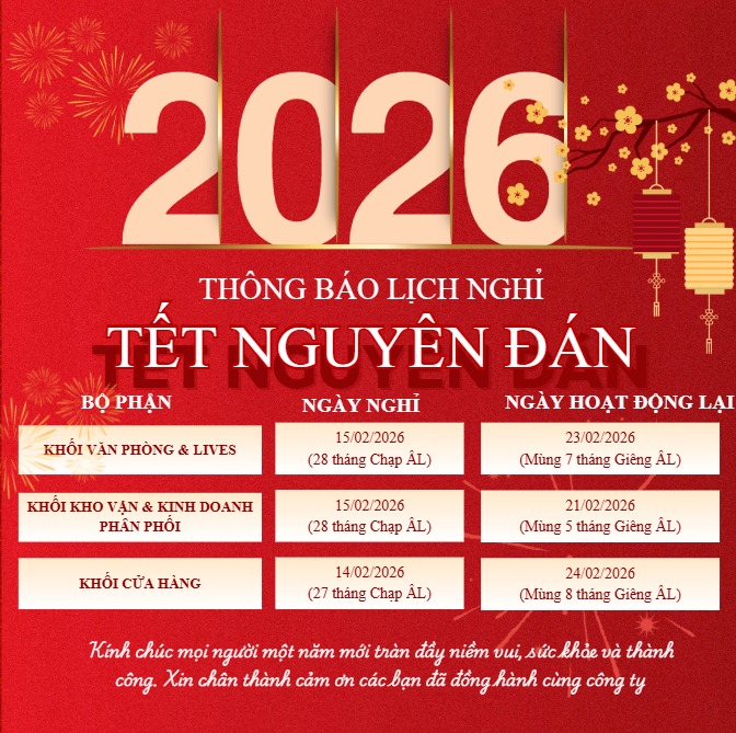 Thông báo nghỉ Tết Nguyên Đán Bính Ngọ 2026| Aikomi Horeca